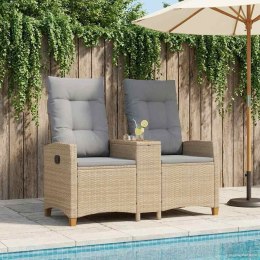 LEŻANKA Z STOLIKIEM BEŻOWY I JASNOSZARY 126X65X112CM