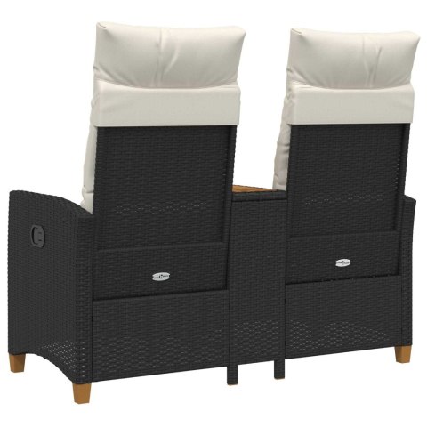 LEŻANKA Z STOLIKIEM CZARNY I KREMOWO-BIAŁY 126X65X112CM