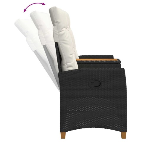 LEŻANKA Z STOLIKIEM CZARNY I KREMOWO-BIAŁY 126X65X112CM