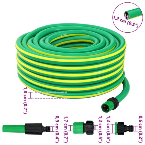 WĄŻ OGRODOWY 5-WARSTWOWY ZIELONY I ŻÓŁTY 1 / 2'' 10M PVC