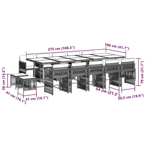 15-CZ. ZESTAW MEBLI OGRODOWYCH Z PODUSZKAMI MIESZANY BEŻ