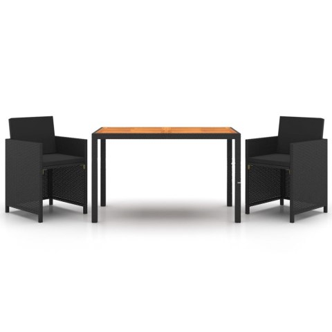 3-CZ. ZESTAW MEBLI OGRODOWYCH Z PODUSZKAMI POLIRATTAN CZARNY