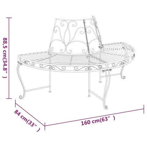 PÓŁOKRĄGŁE ŁAWKI POD DRZEWO 2 SZT. Ø160CM CZARNE STALOWE