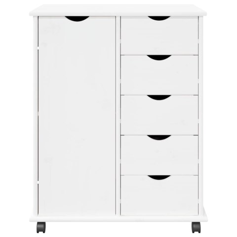 ROLKOWA SZAFKA BIAŁY 63,5X39X79CM LITE DREWNO SOSNOWE