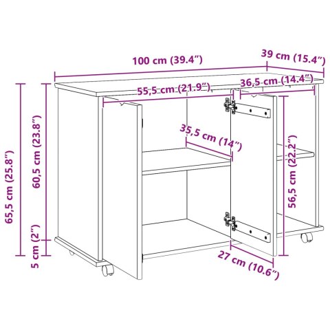 ROLKOWA SZAFKA CZARNY 100X39X65,5CM LITE DREWNO SOSNOWE