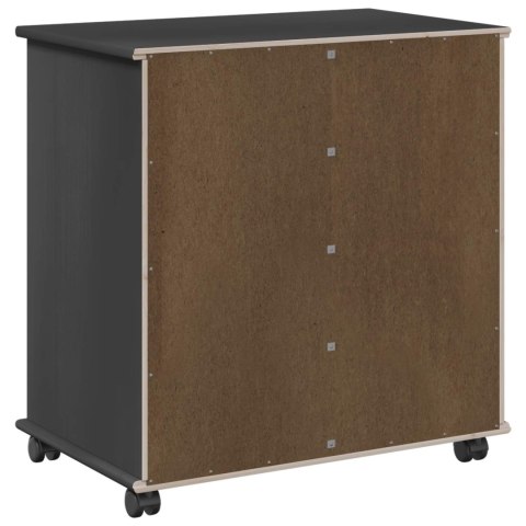 ROLKOWA SZAFKA CZARNY 63,5X39X65,5CM LITE DREWNO SOSNOWE