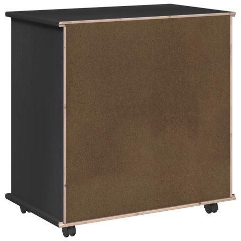ROLKOWA SZAFKA CZARNY 63,5X39X65,5CM LITE DREWNO SOSNOWE
