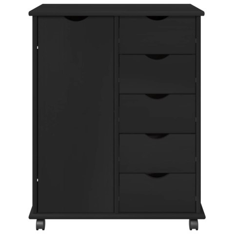 ROLKOWA SZAFKA CZARNY 63,5X39X79CM LITE DREWNO SOSNOWE