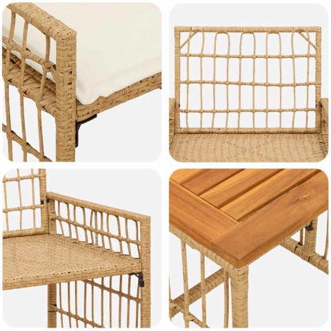 ZESTAW MEBLI OGRODOWYCH 5 EL. NATURALNY I KREMOWY BIAŁY