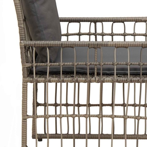 ZESTAW MEBLI OGRODOWYCH Z PODUSZKĄ 3 EL. SZARY I CIEMNOSZARY