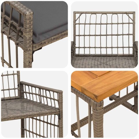 ZESTAW MEBLI OGRODOWYCH Z PODUSZKĄ 5 EL. SZARY I CIEMNOSZARY