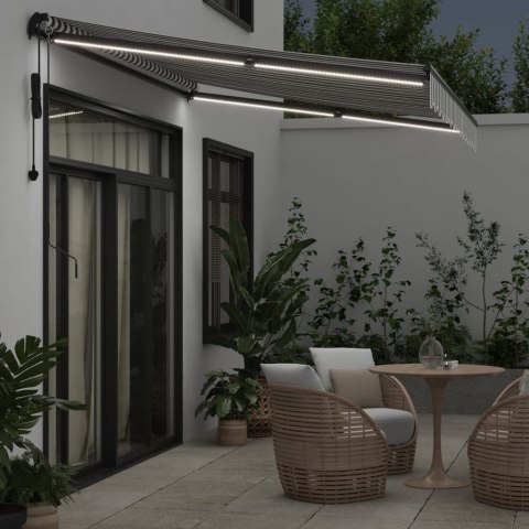 AUTOMATYCZNA MARKIZA OGRODOWA Z LED ANTRACYTOWO-BIAŁA 350X250CM