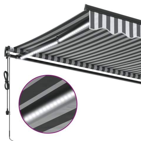 AUTOMATYCZNA MARKIZA OGRODOWA Z LED ANTRACYTOWO-BIAŁA 350X250CM