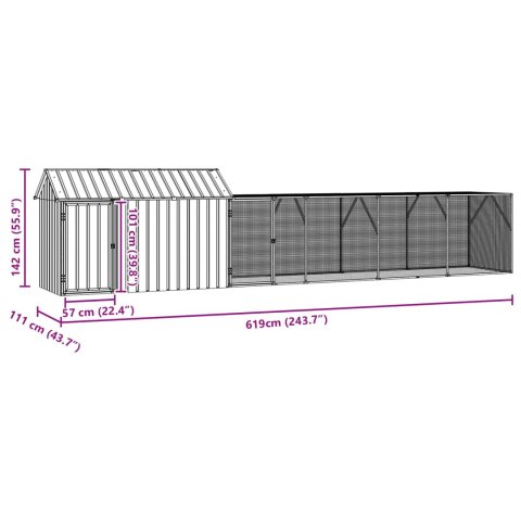 KLATKA DLA PTAKÓW Z PRZECHOWYWANIEM ANTRACYT 619X111X142CM
