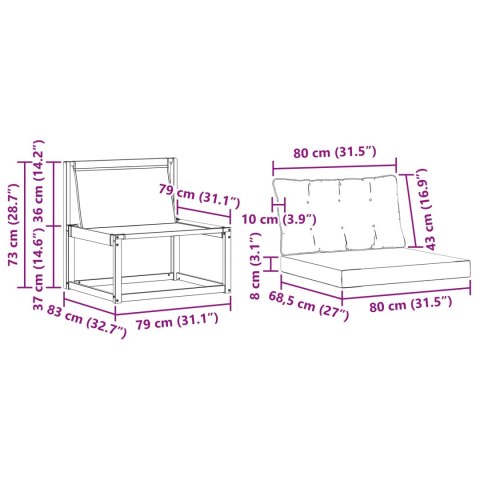 2 SZTUKA ŚRODKOWA SOFA OGRODOWA LITE DREWNO AKACJI NATURALNY