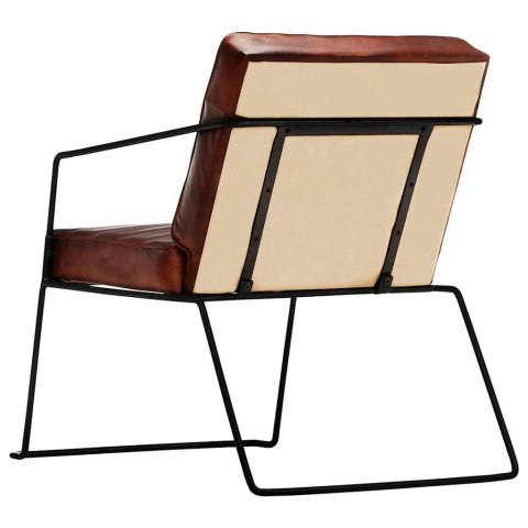 VidaXL Fotel, ciemnobrązowy, skóra naturalna