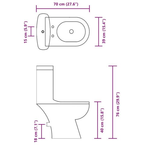 VidaXL Muszla klozetowa ze zbiornikiem, czarna
