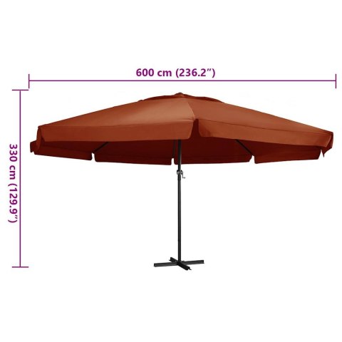 PARASOL OGRODOWY NA ALUMINIOWYM SŁUPKU 600CM TERAKOTA