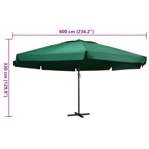 PARASOL OGRODOWY NA ALUMINIOWYM SŁUPKU 600CM ZIELONY