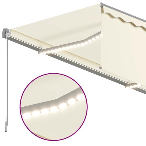 RĘCZNIE ZWIJANA MARKIZA Z ZASŁONĄ I LED 3X2,5 M KREMOWA
