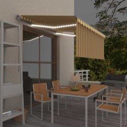 RĘCZNIE ZWIJANA MARKIZA Z ZASŁONĄ I LED 3X2,5 M ŻÓŁTO-BIAŁA