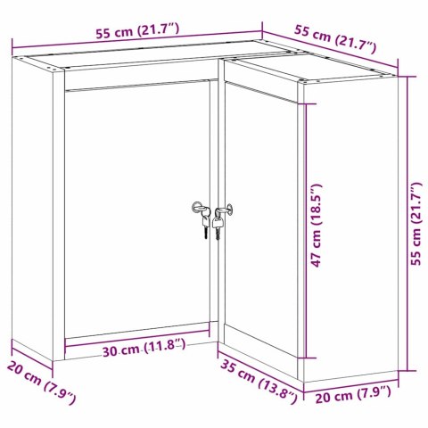 VidaXL Szafka na narzędzia z półką Czerwony i Szary 55 x 55 x 55 cm