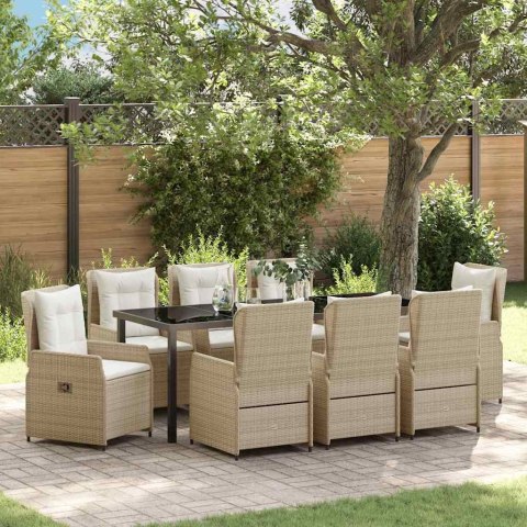 ZESTAW DO JADALNI W OGRODZIE 9 EL. BEŻOWY I JASNOSZARY