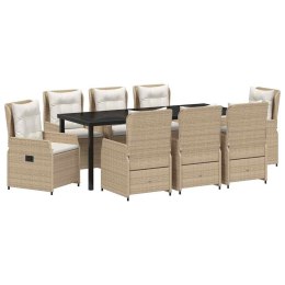 ZESTAW DO JADALNI W OGRODZIE 9 EL. BEŻOWY I JASNOSZARY