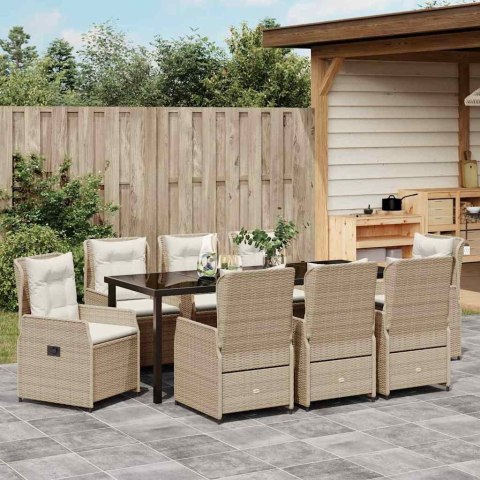 ZESTAW DO JADALNI W OGRODZIE 9 EL. BEŻOWY I JASNOSZARY