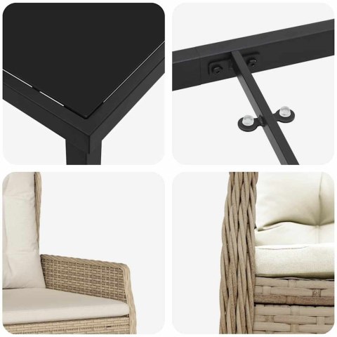 ZESTAW DO JADALNI W OGRODZIE 9 EL. BEŻOWY I JASNOSZARY