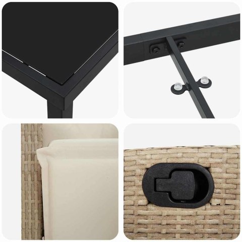 ZESTAW DO JADALNI W OGRODZIE Z PODUSZKĄ 7 EL. BEŻOWY POLIRATTAN