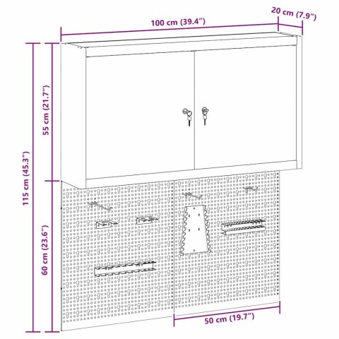 ZESTAW SZAFEK NARZĘDZIOWYCH Z PÓŁKĄ Z BLOKADĄ 3 EL. CZARNY