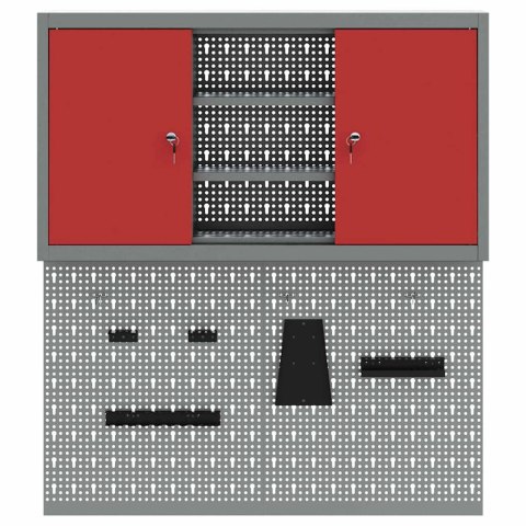 ZESTAW SZAFEK NARZĘDZIOWYCH Z PÓŁKĄ Z BLOKADĄ 3 EL. CZERWONY
