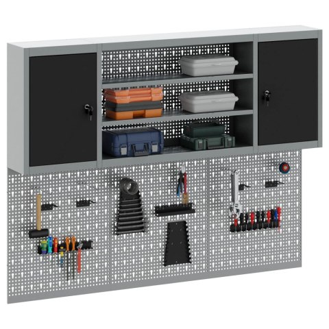 ZESTAW SZAFEK NARZĘDZIOWYCH Z PÓŁKĄ Z BLOKADĄ 4 EL. CZARNY