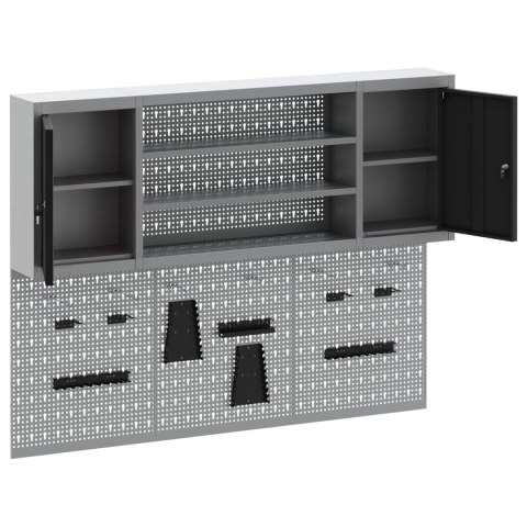 ZESTAW SZAFEK NARZĘDZIOWYCH Z PÓŁKĄ Z BLOKADĄ 4 EL. CZARNY