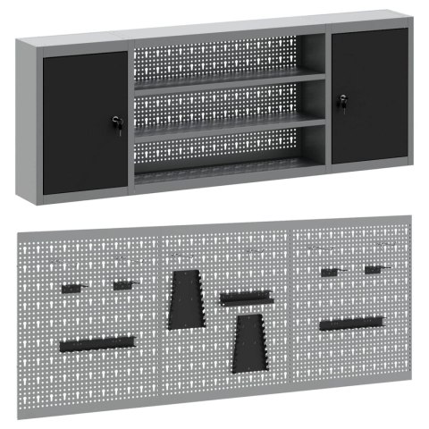 ZESTAW SZAFEK NARZĘDZIOWYCH Z PÓŁKĄ Z BLOKADĄ 4 EL. CZARNY