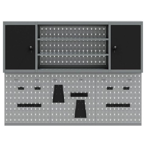 ZESTAW SZAFEK NARZĘDZIOWYCH Z PÓŁKĄ Z BLOKADĄ 4 EL. CZARNY