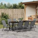 VidaXL Zestaw do jadalni w ogrodzie 9 pcs Szary i czarny