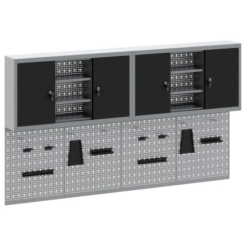 VidaXL Zestaw szafek narzędziowych z półką Z blokadą 6 pcs Czarny