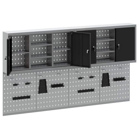 VidaXL Zestaw szafek narzędziowych z półką Z blokadą 6 pcs Czarny