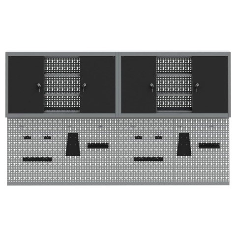 VidaXL Zestaw szafek narzędziowych z półką Z blokadą 6 pcs Czarny