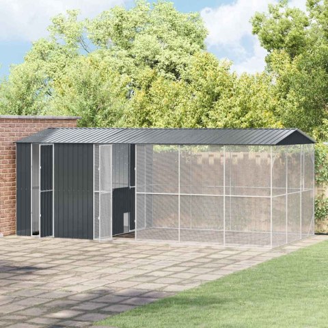 KLATKA DLA PTAKÓW WOLIERA OGRODOWA ANTRACYT STAL OCYNKOWANA 645X310X247 CM