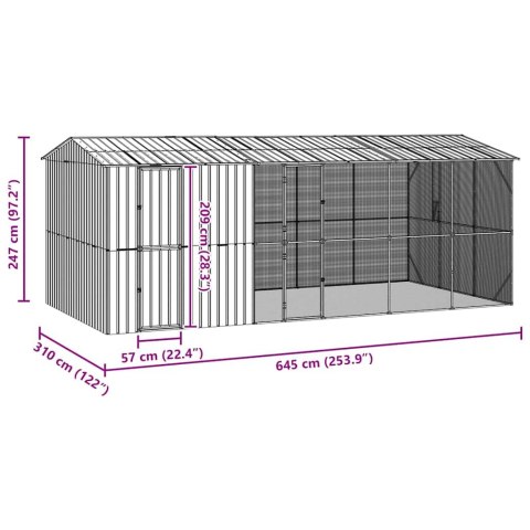 KLATKA DLA PTAKÓW WOLIERA OGRODOWA ANTRACYT STAL OCYNKOWANA 645X310X247 CM