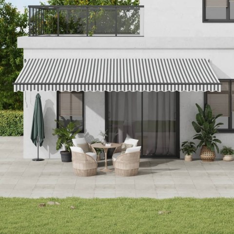RĘCZNIE ZWIJANA MARKIZA Z LED ANTRACYTOWO-BIAŁA 600X350CM