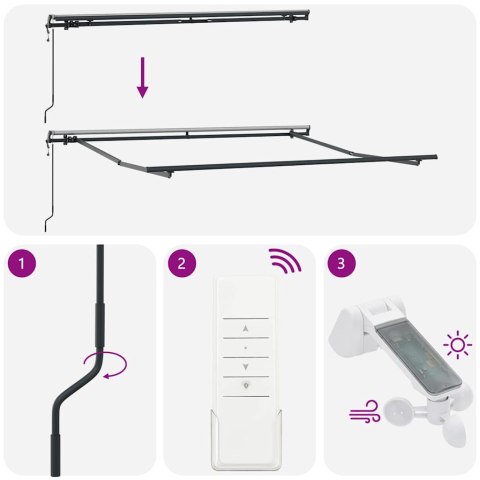 AUTOMATYCZNIE ZWIJANA MARKIZA ANTRACYTOWO-BIAŁA 300X250CM