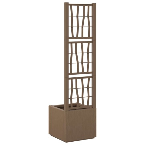 VidaXL Donica ogrodowa z trellem Brązowy 36 x 36 x 140 cm PP