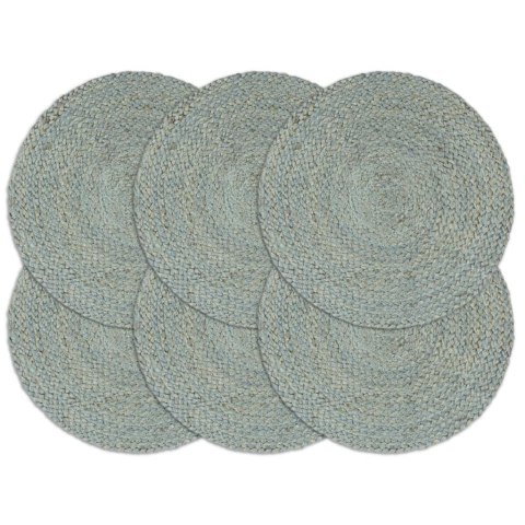 VidaXL Maty na stół, 6 szt., gładkie, oliwkowe, 38 cm, okrągłe, juta