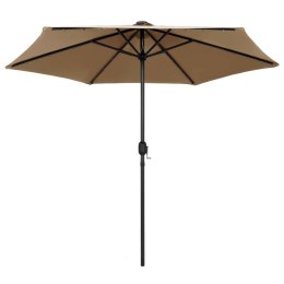 VidaXL Parasol ogrodowy z LED i aluminiowym słupkiem, 270 cm, taupe