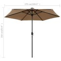 PARASOL OGRODOWY Z LED I ALUMINIOWYM SŁUPKIEM 270CM TAUPE