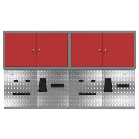 VidaXL Zestaw szafek narzędziowych z półką Z blokadą 6 pcs Czerwony